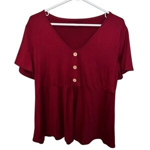 SHEIN Red Buttoned Peplum Blouse 1X